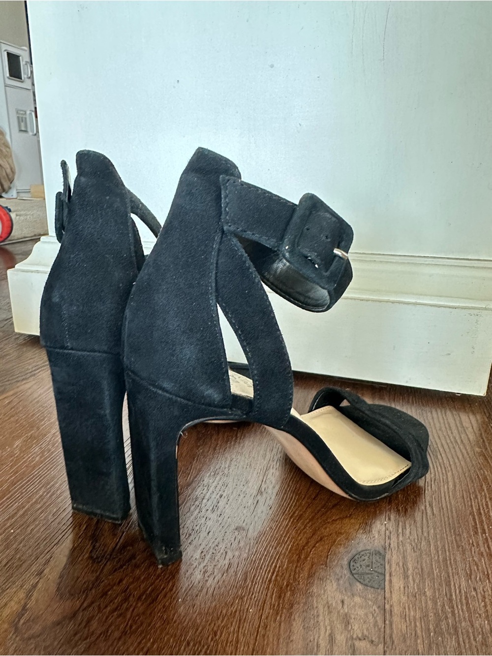 Vince Camuto Black Suede Ankle-Strap Heel Sandals - Picture 4 of 8